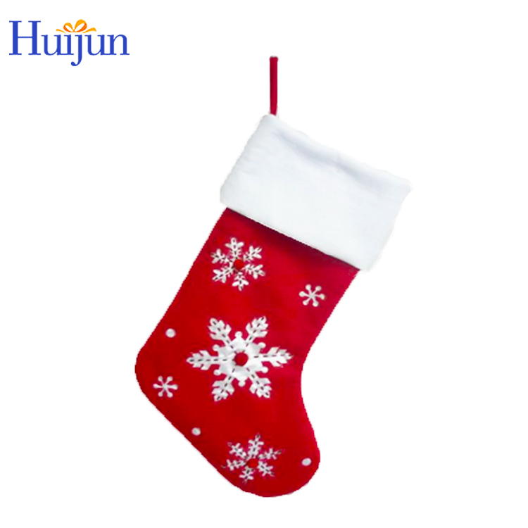 Custom Non-Woven Fabric Snowflake Pattern Christmas Socks for Fireplace Hanging Christmas Tree Decorated