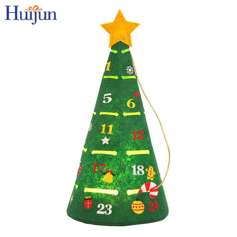 Wholesale Festival Holiday Light up Countdown 24 Days LED Small Fabric Christmas Tree