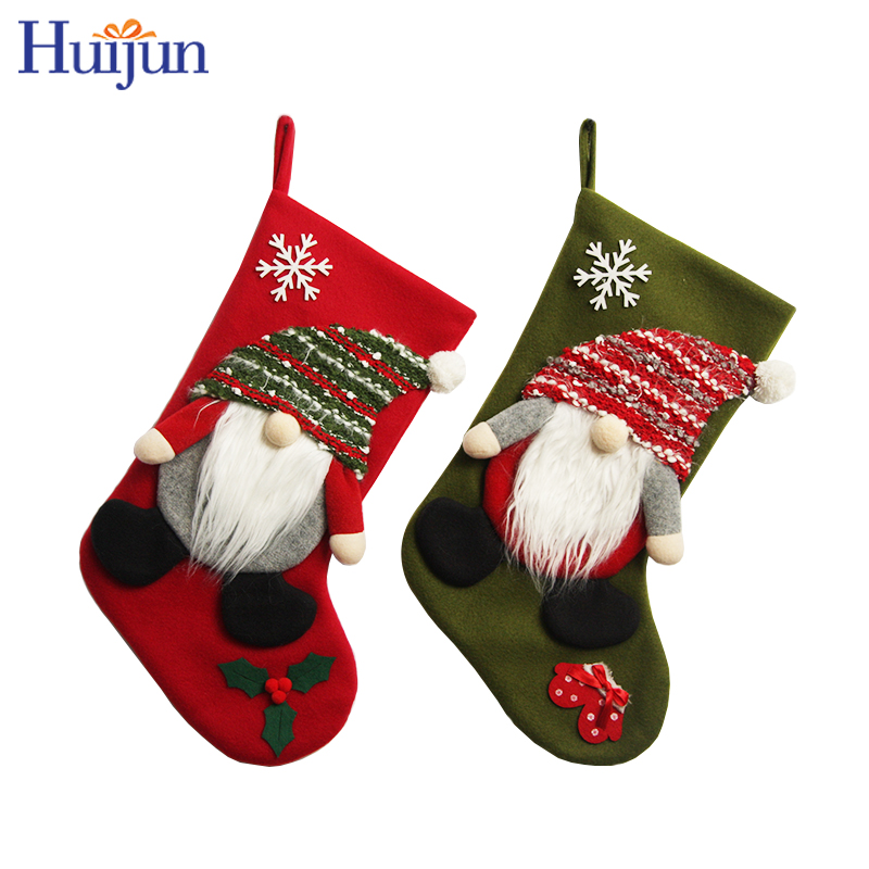 Hot Sale Customized Design Santa Gnome Christmas Stocking Xmas Tree Ornament Socks